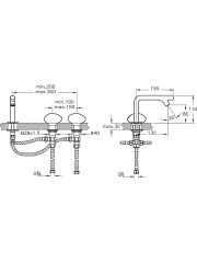 VitrA İstanbul A41807 Lavabo Bataryası, 3 Delikli Lavabolar için, Krom