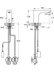 Artema Root Round Temassız Lavabo Bataryası Pilli - Çift su girişli