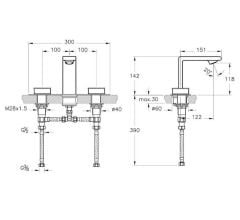 VitrA Memoria Ankastre  Lavabo Bataryası (3 Delikli Lavabolar İçin) Krom-Siyah A4231558