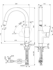 Ideal Standard BD337AA Ceraplan Kuğu Spiralli Eviye Bataryası