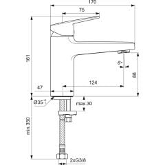 Ideal Standart Ceraplan Lavabo Bataryası 5l/dk Sifon Kumandasız - BD222AA