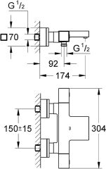 Grohe Grohtherm Cube Termostatik Banyo Bataryası - 34497000