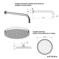 Artema Flow Soft Ankaste Duş Bataryası Gagasız - Krom