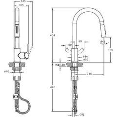 Artema Maestro Pull-Down A42145 Eviye Bataryası Krom