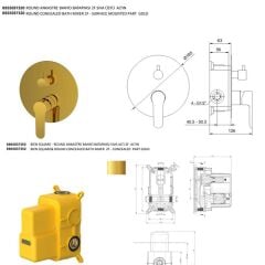 Bien Water Flowbox Sistemleri Ankastre Banyo Bataryası Seti - Altın Rengi