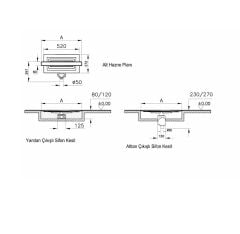VitrA DK100 Eco-Flow Duş Kanalı Alttan Sifon, 80 cm, Mat Krom