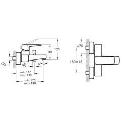 Artema Root Square A42737 Banyo Bataryası, Krom