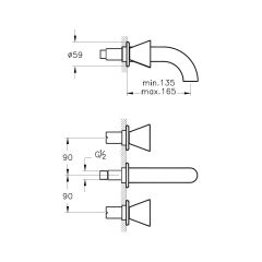 VitrA Liquid A4269039 Ankastre Lavabo Bataryası, Parlak Siyah