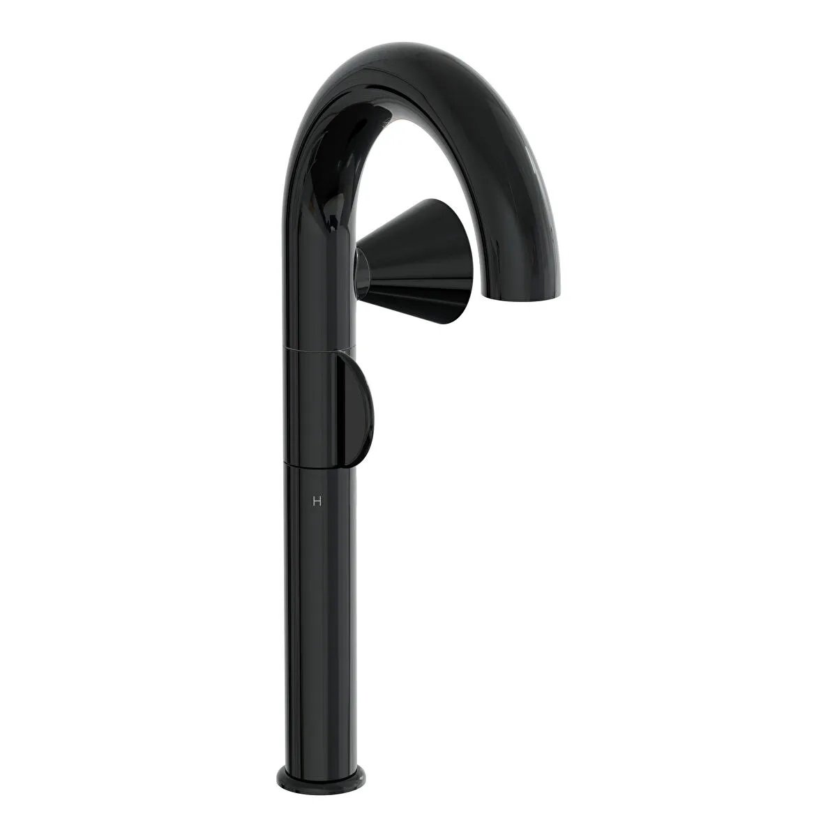 VitrA Liquid A4279139 Yüksek Lavabo Bataryası, Sağdan Kullanım, Parlak Siyah