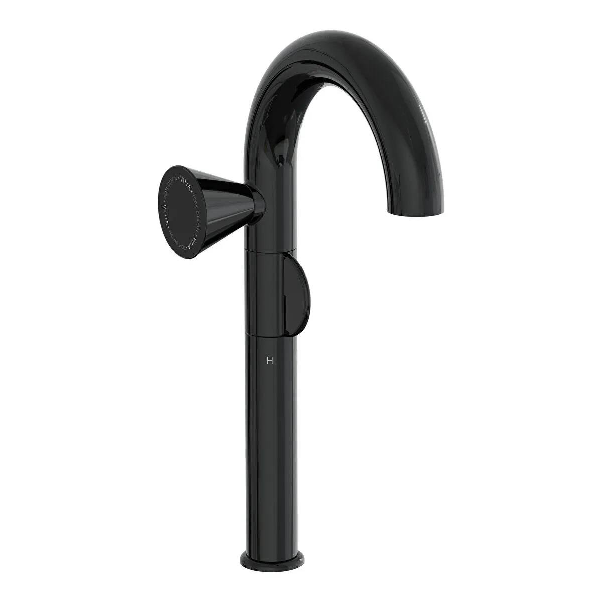 VitrA Liquid A4279439 Yüksek Lavabo Bataryası, Soldan Kullanım, Parlak Siyah