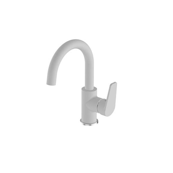 BİEN Ferra - Kuğu Borulu Lavabo Bataryası - İpeksi Mat Beyaz