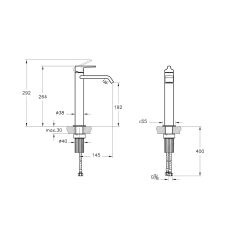 Vitra Suit A4281439 Üstten Yüksek Lavabo Bataryası Parlak Siyah