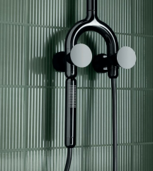 Vitra Liquid Manyetik El Duşlu, Duş Kolonu ve Termostatik Duş Bataryası Sistemi, Parlak Siyah